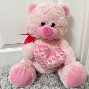Pink Teddy Bear Plush 13” Stuff Animal Valentine's Day Heart